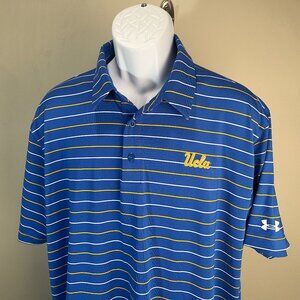 Under Armour Men's blue, gold and white striped UCLA Bruins polo shirt XXL 2XL